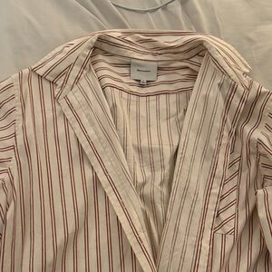 Reformation White and Red Striped Shirt